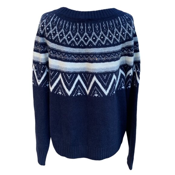 Talbots Wool Blend Fair Isle Sweater Beaded Nordic Old Money Ski Countryside-XL - Picture 8 of 12